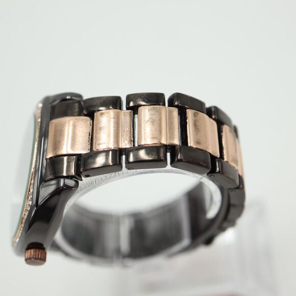 Charming Charlie Womens Two Tone Watch 39mm Black Rose Gold Tone w New Battery - Picture 11 of 14